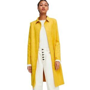 Zara Bright Yellow Faux-Suede Trench Coat Size S NWOT Bold Pop Colour Summer-to-